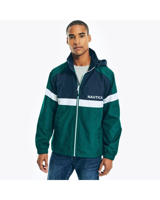 Nautica Green Lightweight Colorblock Jacket for men