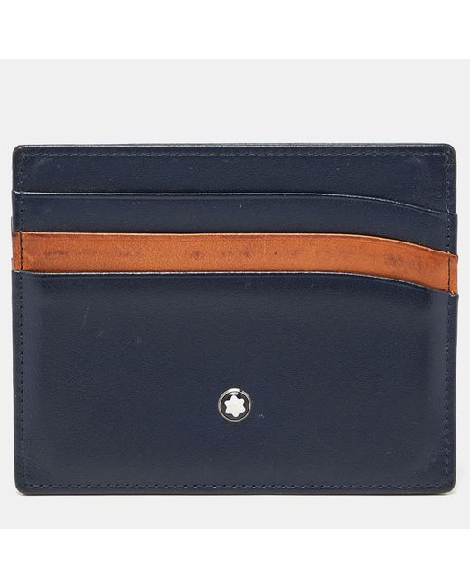 Montblanc Montblanc Blue/tan Leather Meisterstuck Card Holder 6cc for men