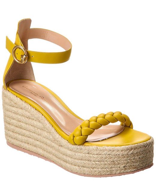 Gianvito Rossi Metallic Merida 45 Leather Platform Wedge Sandal