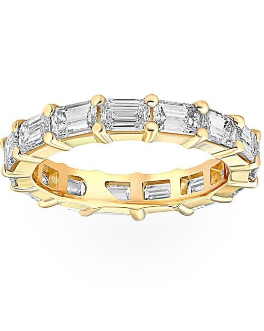 Pompeii3 5Ct Emerald Moissanite Eternity Ring in Metallic | Lyst