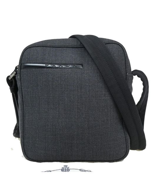 Prada Black Messenger Canvas Shoulder Bag (pre-owned)