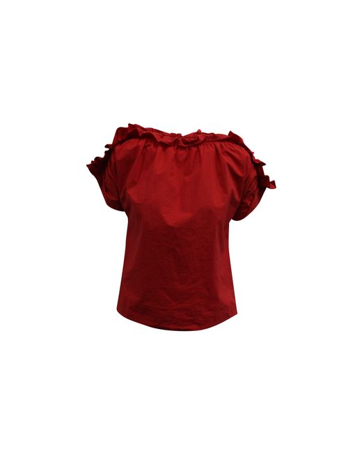 MSGM Red Frilled Top