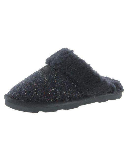 BEARPAW Blue Collette Slide-on Shimmer Wool Slippers