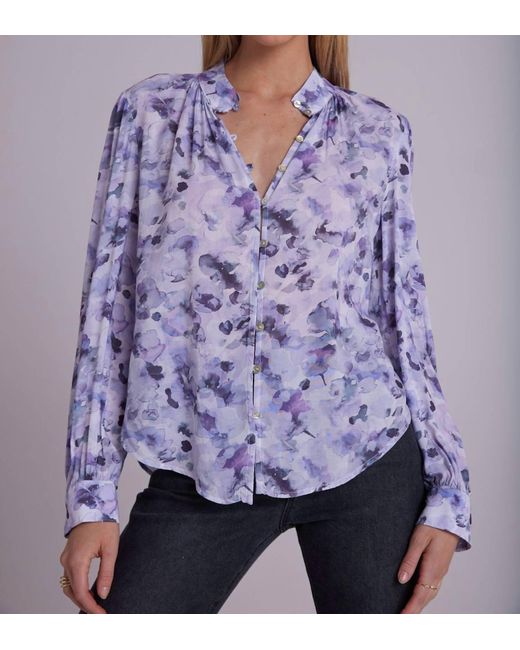 Bella Dahl Purple Shirred Button Up Blouse
