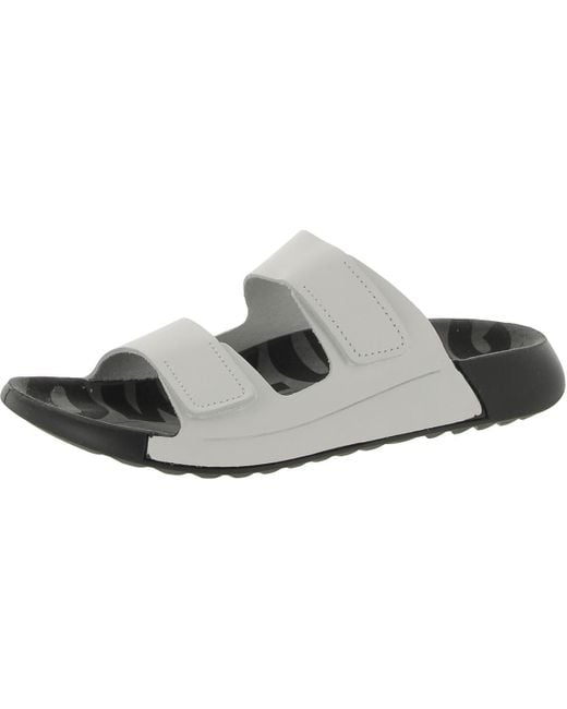 Ecco Gray Cozmo Laceless Leather Slide Sandals
