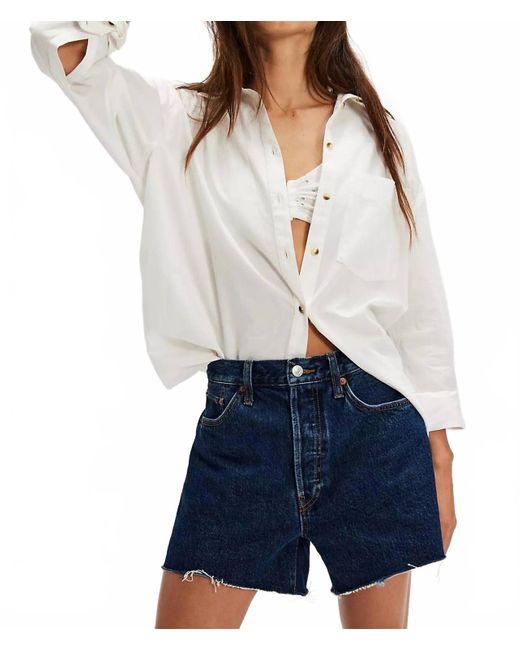 Re/done Blue 90S Crop Low Slung Jean Shorts