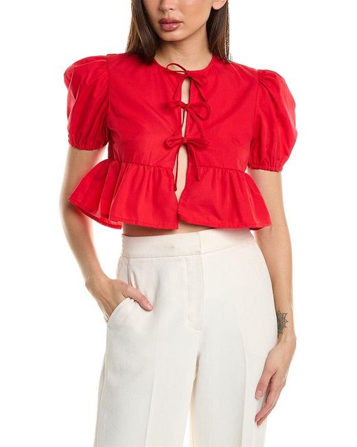 HL Affair Red Tie Front Top