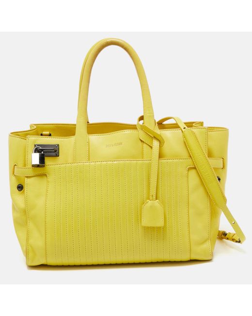 Zadig & Voltaire Yellow Leather Medium Candide Tote