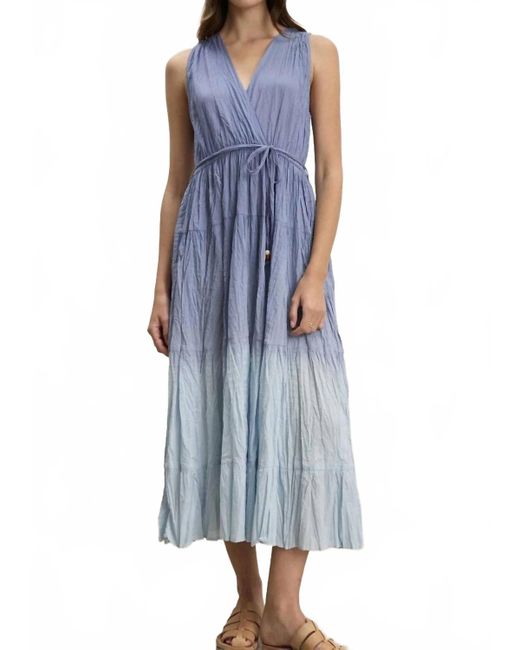 Velvet By Graham & Spencer Blue Marilyn Dip Dye Crinkle Voile Dress