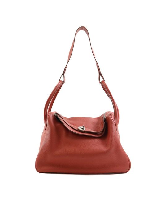 Hermès Red Lindy Leather Shoulder Bag (pre-owned)