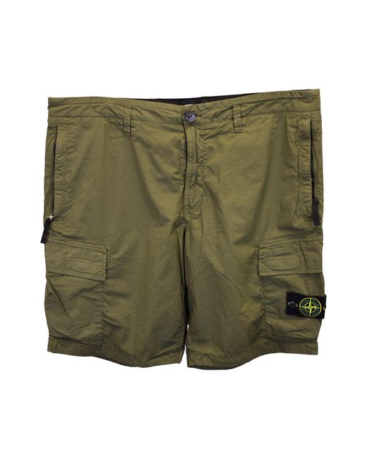 Stone Island Green Cargo Shorts for men