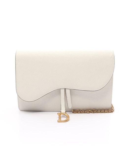Dior White Saddle Bag Shoulder Wallet Leather Off