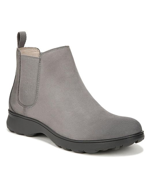 Vionic Gray Evergreen Leather Slip On Ankle Boots