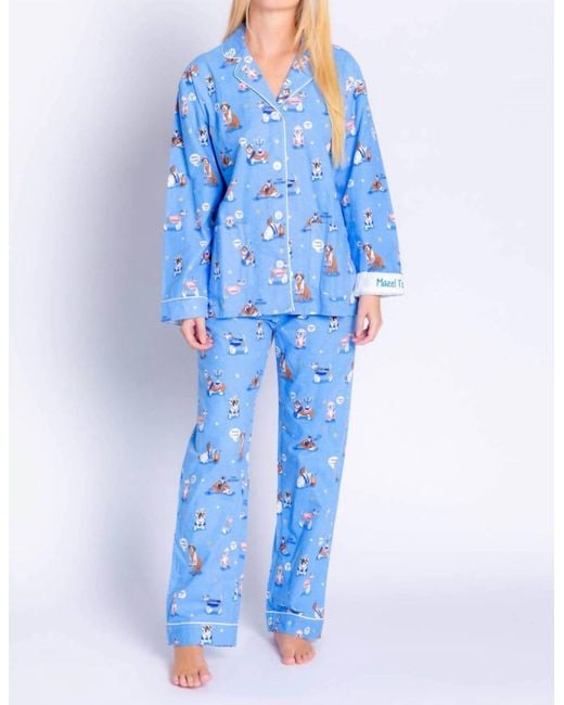 Pj Salvage Blue Happy Pawnukkah Hanukkah Pajamas Set