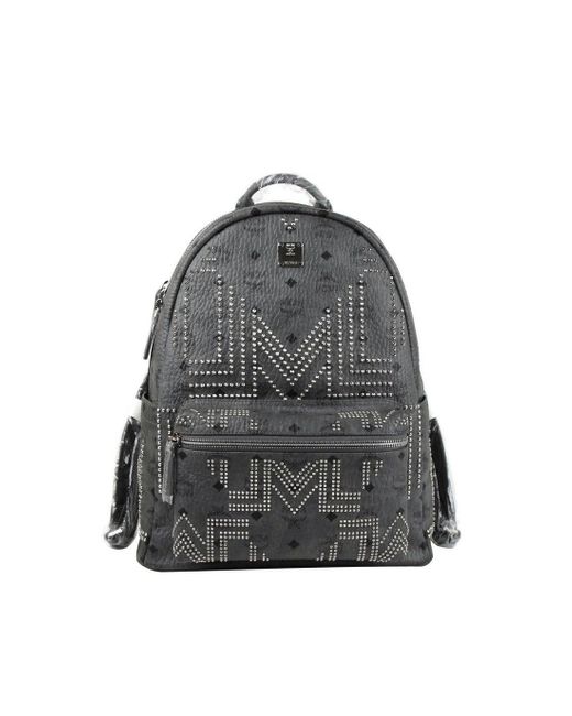 MCM Gray Stark 40 Coated Canvas Medium Studded Backpack Mmk8ave55ep001