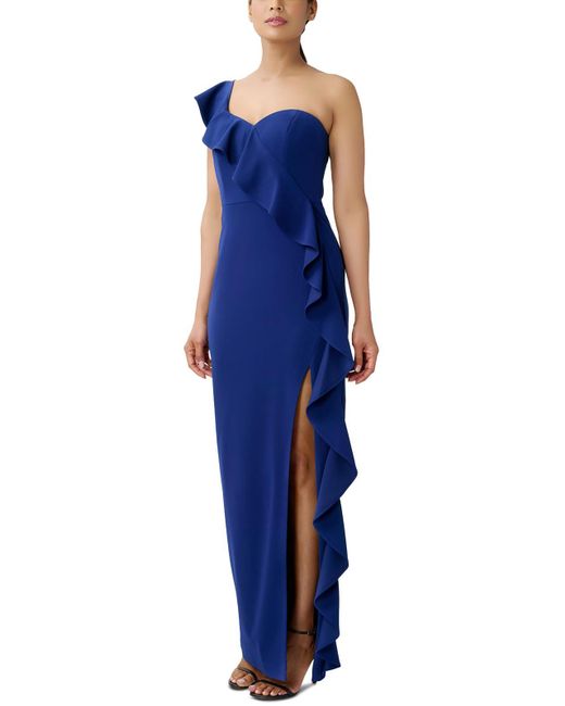 Aidan By Aidan Mattox Blue Cascade Ruffle Polyester Evening Dress