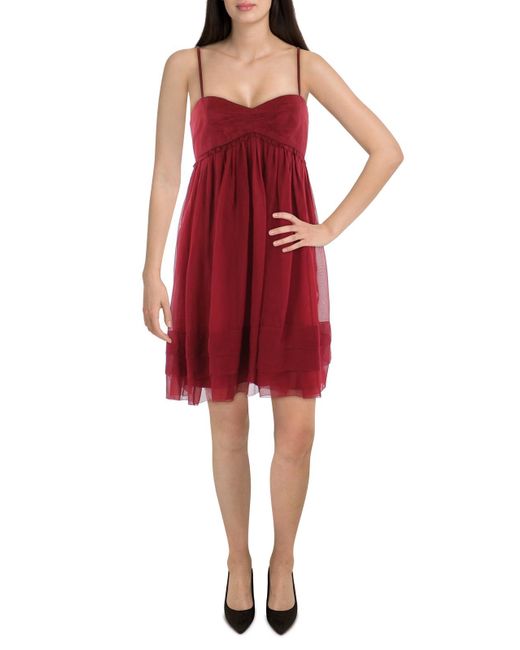 Amanda Uprichard Red Chiffon Tie Mini Dress