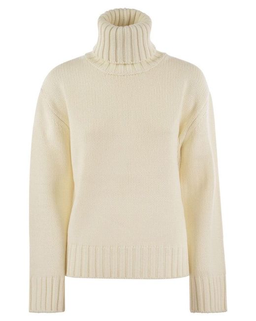 Fabiana Filippi White Wool, Silk And Cashmere Blend Turtleneck Sweater