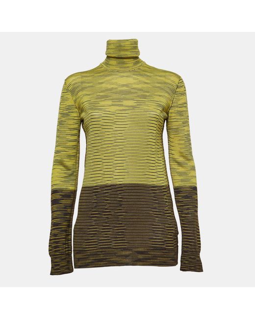 Missoni Green Patterned Knit Turtle Neck Sweater