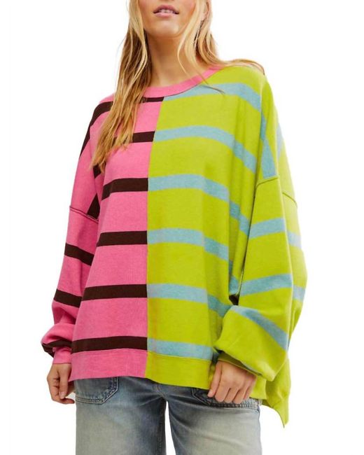 Free People Yellow Uptown Stripe Pullover