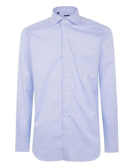 Barba Napoli Men's Blue Light Modern Fit Shirt