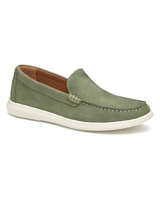 Johnston & Murphy Green Brannon Faux Leather Slip I Loafers for men