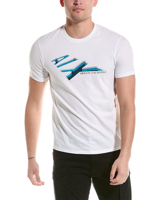 Armani Exchange White Graphic Regular Fit T-shirt for men
