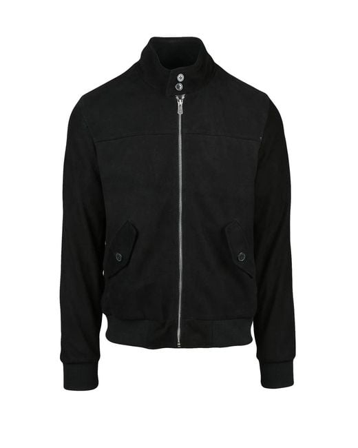 Blusotto Black Leather Stand Collar Jacket for men