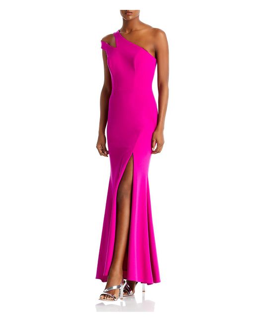 Xscape Pink Side Slit Maxi Evening Dress