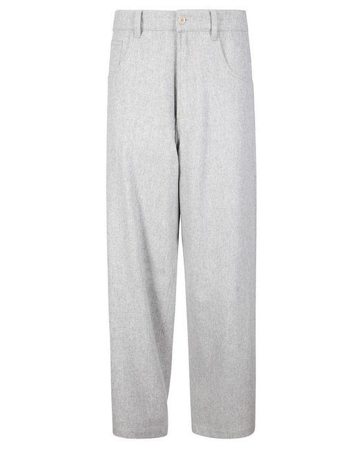 Jejia Gray Wide-Leg Lightweight Wool Pants With Minimalist Design