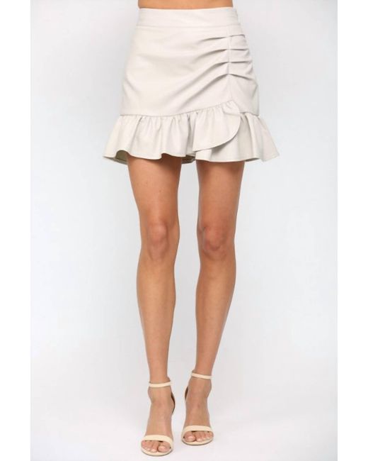 Fate White Faux Leather Ruched Mini Skirt