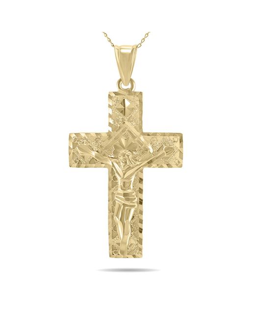 Monary Metallic Diamond Cut Crucifixion Cross Pendant Necklace