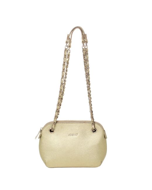 DKNY Natural Leather Dome Chain Shoulder Bag