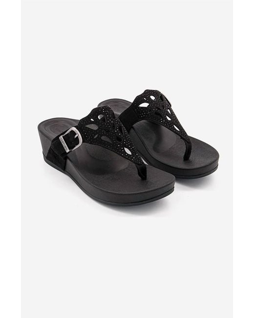Aetrex Black Tasha Sandals