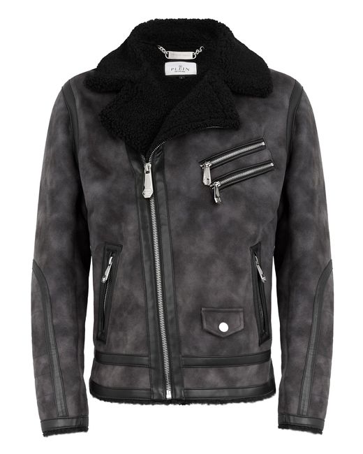 Philipp Plein Black Eco Shearling Jacket for men