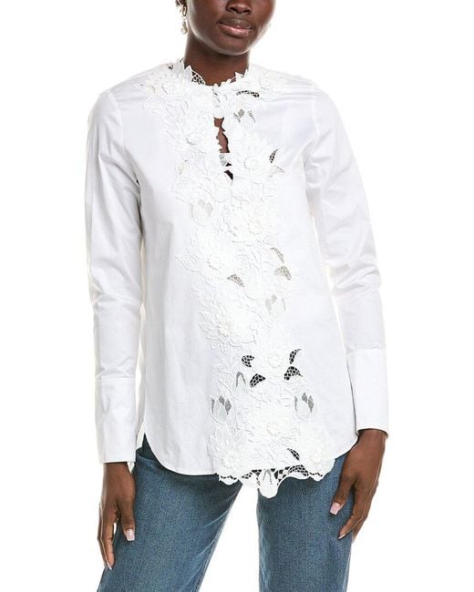 Oscar de la Renta Women's White Silk-Lined Blouse