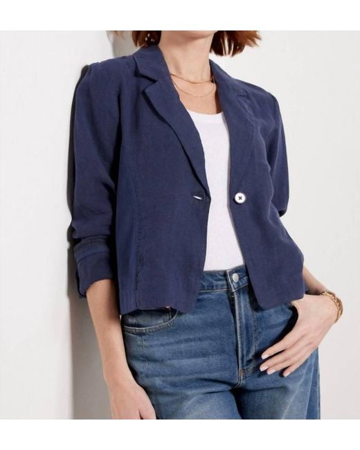 Michael Stars Blue Pearson Ribbed Mix Blazer