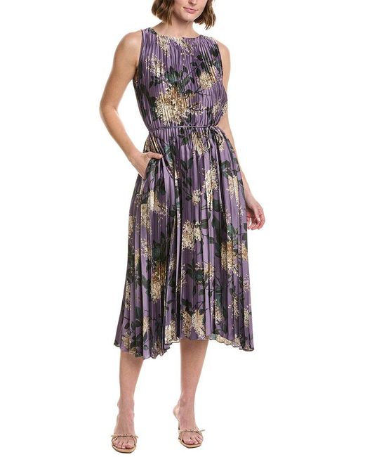 Vince Purple Lilac Pleated Midi Dress