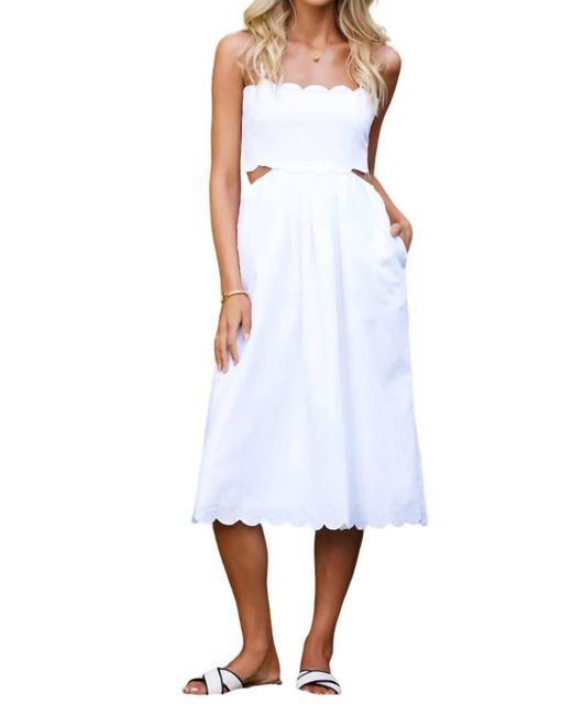 Bishop + Young White Scalloped Cutout Dress