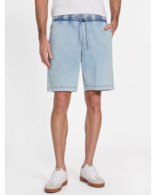 Guess Men's Blue Terran Denim Jogger Shorts