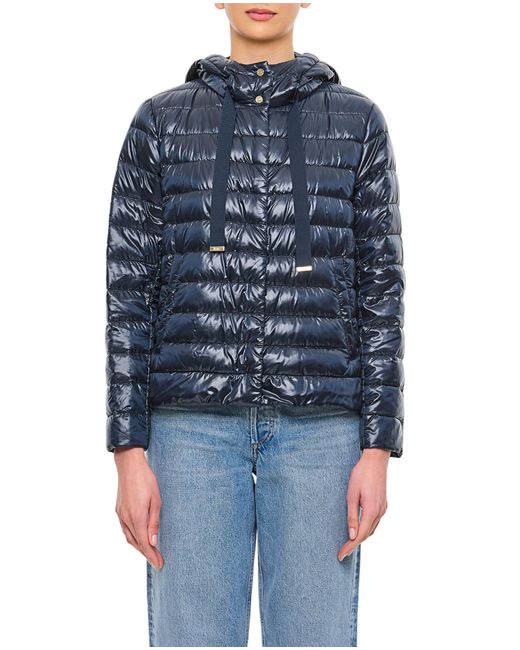 Herno Blue High Neck Quilted Down Jacket