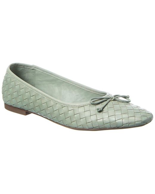 SCHUTZ SHOES Women's Green Arissa Woven Leather Flat