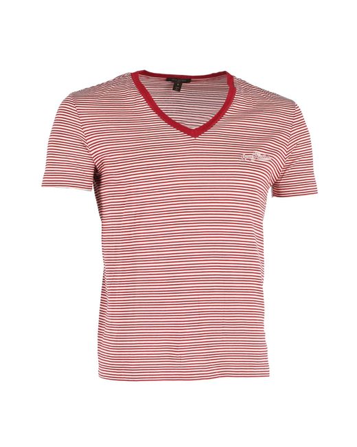 Louis Vuitton Pink Striped V-neck T-shirt for men