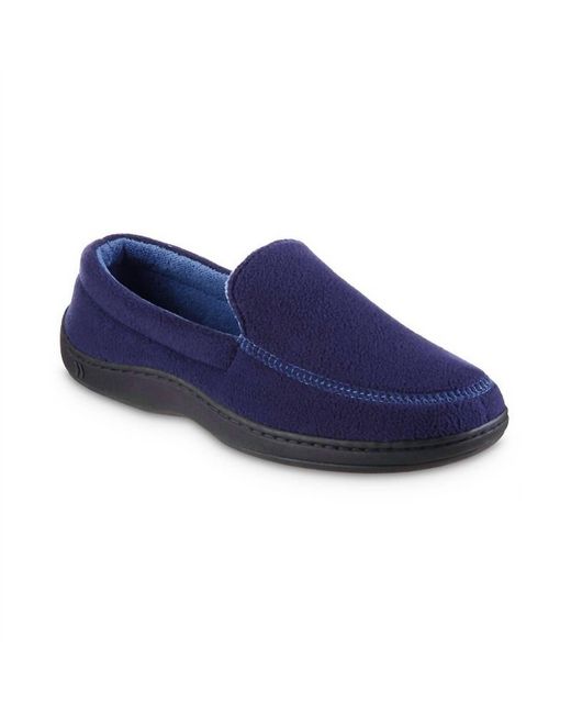 Isotoner Blue Roman Recycled Fleece Moccasin Slippers for men
