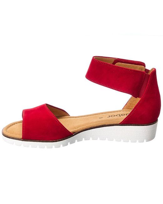Gabor Shoes Suede Sandal in Red | Lyst