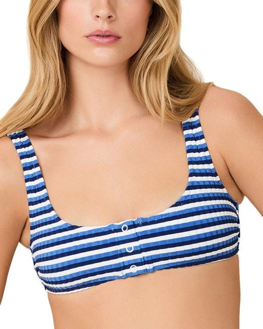 Solid & Striped Blue The Elle Button Top