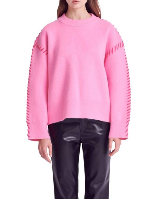 English Factory Pink Whipstitch Accent Crewneck Sweater