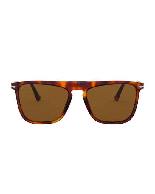 Persol Black 3225s Polarized Rectangle Sunglasses for men