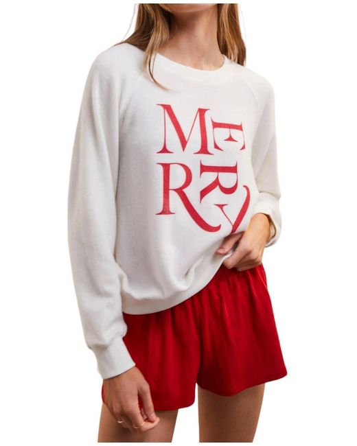 Z Supply Red Cassie Merry Long Sleeve Top