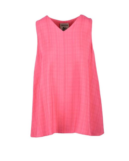 Semicouture Pink Flared Viscose Top